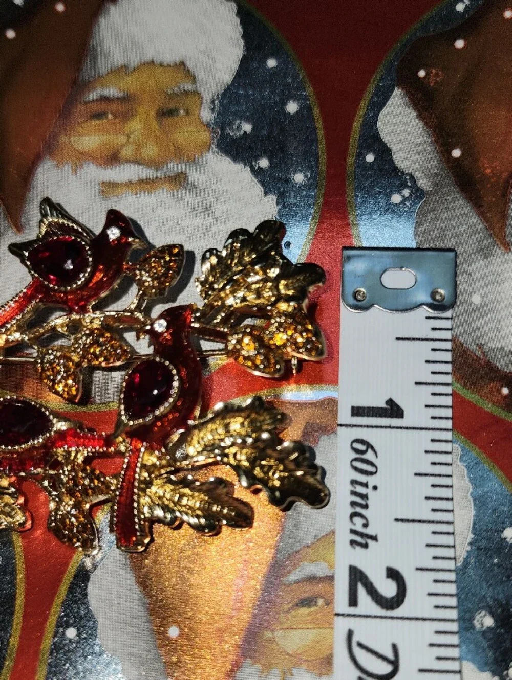 Anne Klein Holiday Red Crystal Bird Brooch with Gold-Tone Christmas In July